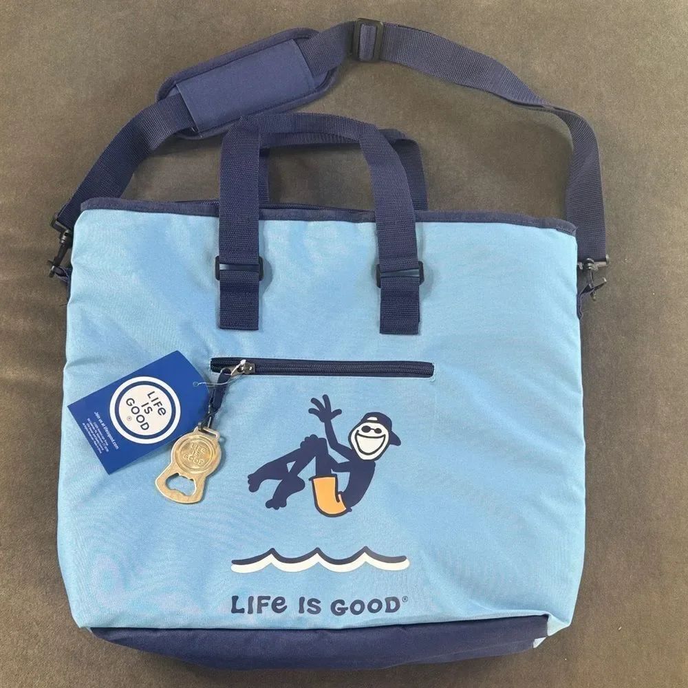Life Is Good 36 Can Blue Deluxe Insulated Tote Cooler Bag NWT